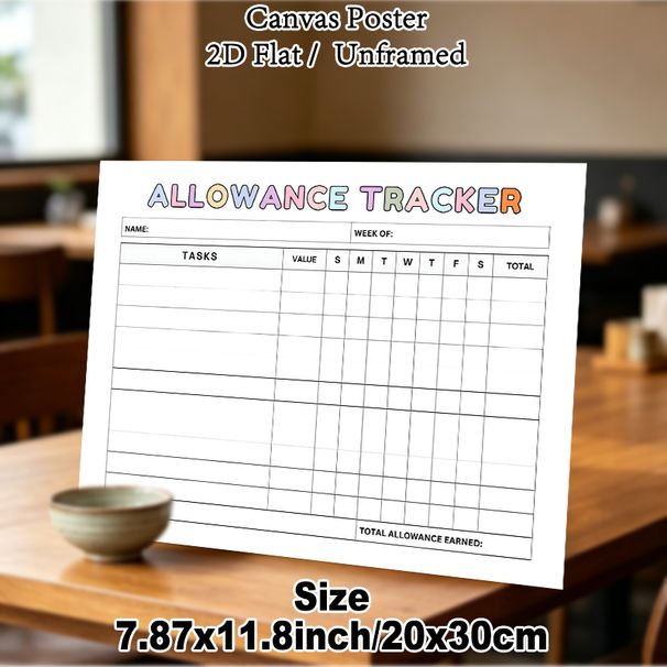 Allowance Tracker Painting Poster, Pastel-colored Structured Table Poster, Practical Tool To Track Weekly Tasks And Earned Allowance For Home Use_maomaolike.com