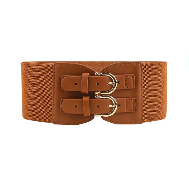 HOT High sense retro pin buckle waist seal elastic wide belt ladies fashion accessories_maomaolike.com