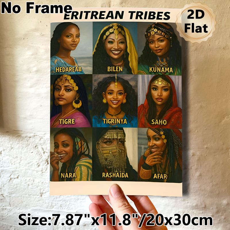 Eritrean Tribes Painting Poster, Vibrant Ethnic Portrait Collage Poster, Cultural Artistic Decor Ideal For Home, Office Or Cultural Display Areas_maomaolike.com