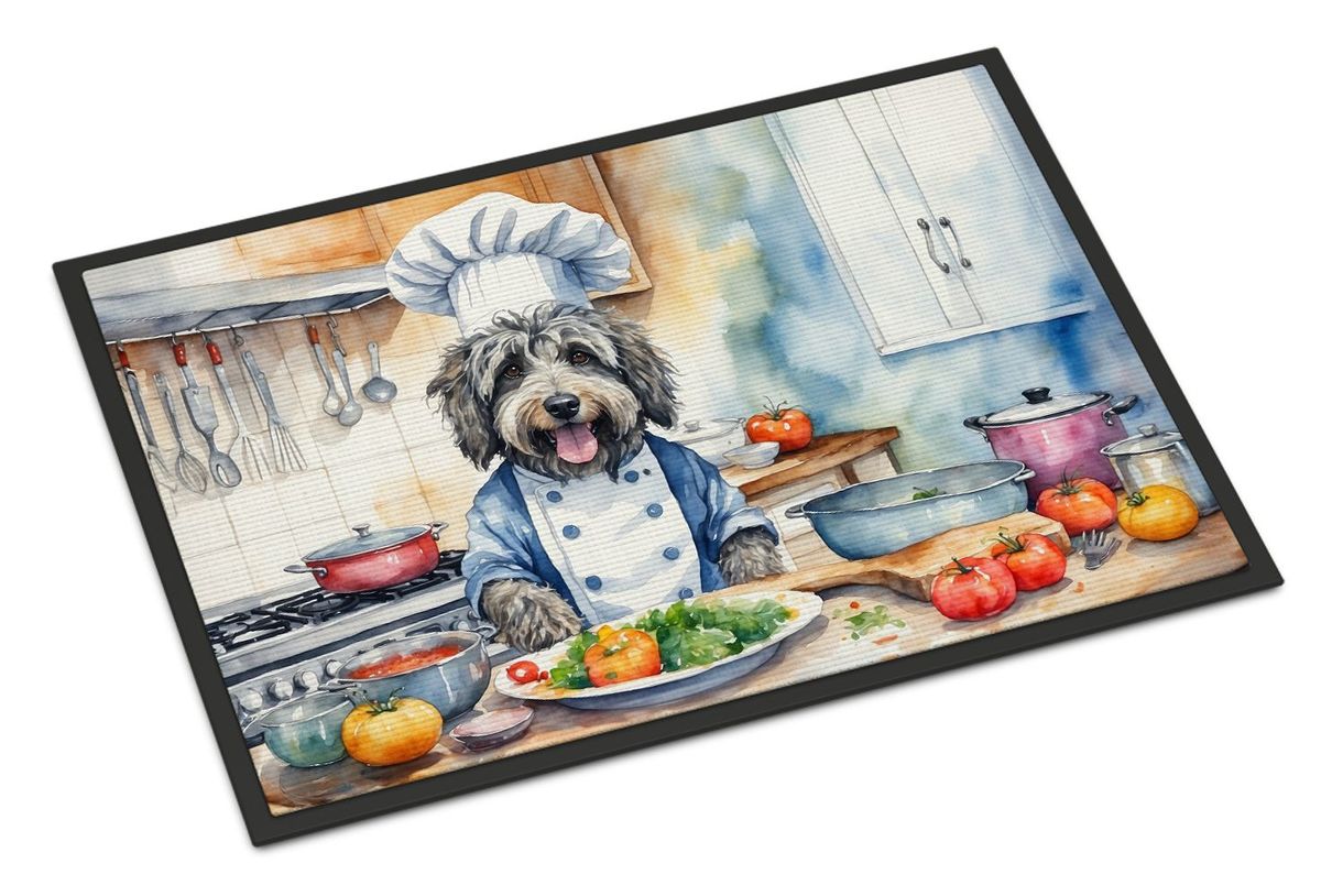 Bergamasco Sheepdog The Chef Doormat Front Door Mat Indoor Outdoor Rugs For Entryway, Non Slip Washable Low Pile, 24H X 36W_maomaolike.com