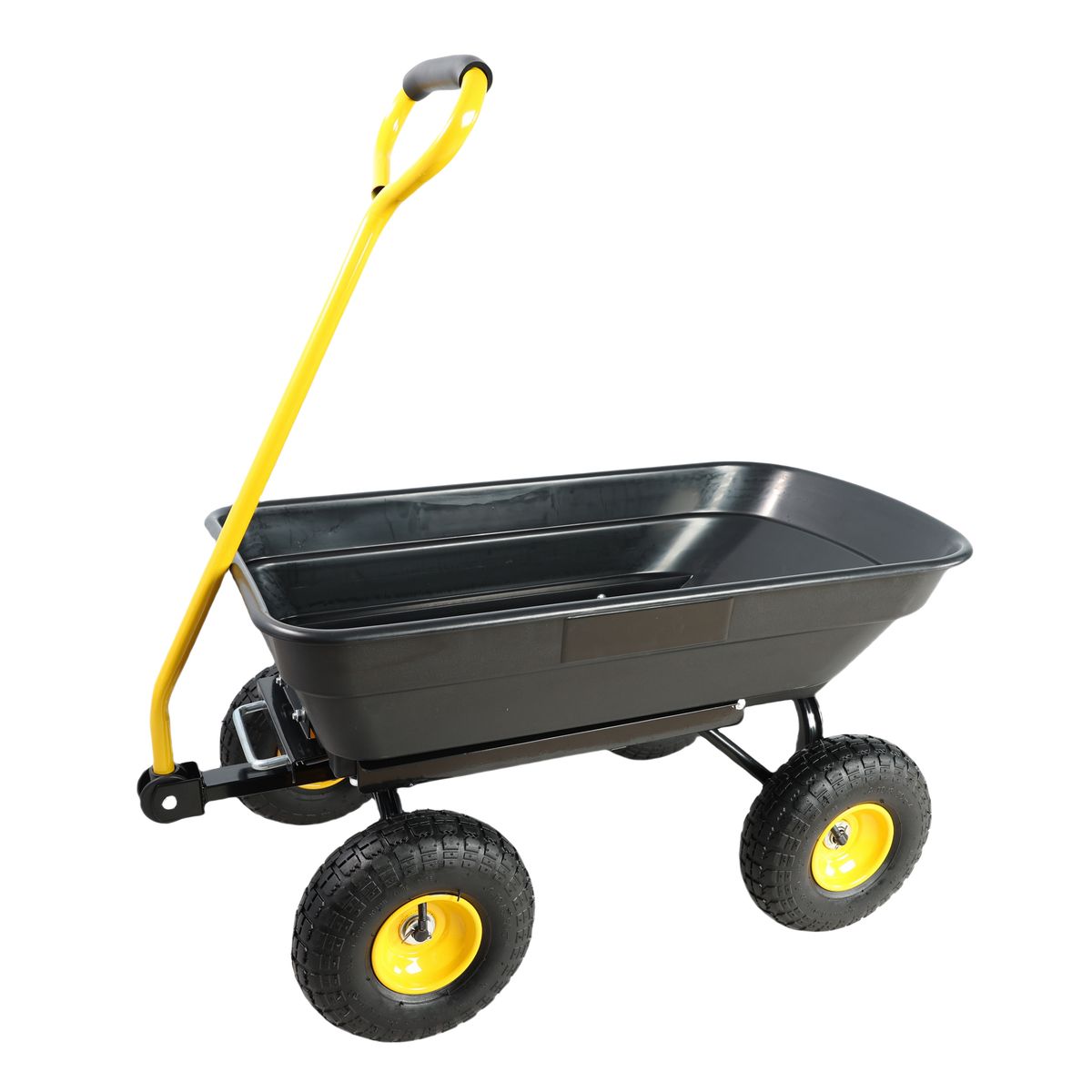 Folding Car Poly Garden Dump Truck With Steel Frame, 10 Inches. Pneumatic Tire, 300 Lb Capacity Body 55L Black_maomaolike.com