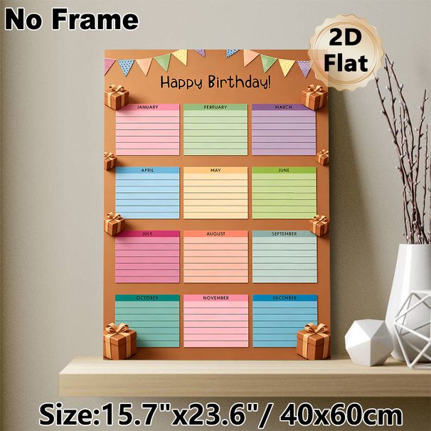 Birthday Tracker Painting Poster, Cheerful Color-coded Monthly Birthday Record Poster, Functional Design To Log Birthday Dates, Suitable For Home And_maomaolike.com