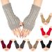 Unisex Wool half finger gloves writing play mobile phone couple short cuff twist knit warm fingertip_maomaolike.com