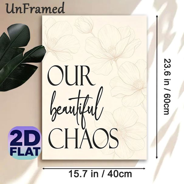 Floral Themed Typography Painting Poster, Delicate Line-art Flower & Elegant Lettering Poster, Warm Heartfelt Quote Ideal For Living Room, Bedroom_maomaolike.com