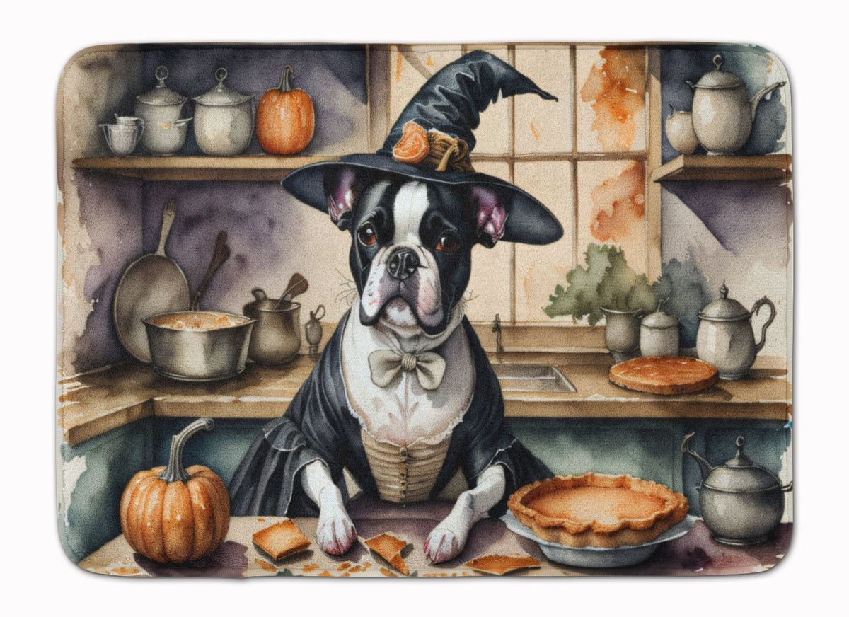 Boston Terrier Fall Kitchen Pumpkins Memory Foam Kitchen Mat Machine Washable Anti-Fatigue Mat Cushion Comfort Bath Mat Or Kitchen Rug_maomaolike.com