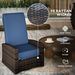 Outdoor Wicker Swivel Recliner Chair, Lifting Footrest, 360° Rotating Basic, Water-resistant Cushions, Dark Blue_maomaolike.com