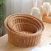 Fruit Basket Supermarket Rattan Display Woven Handmade Kitchen Snacks Household Slanted Round Storage_maomaolike.com