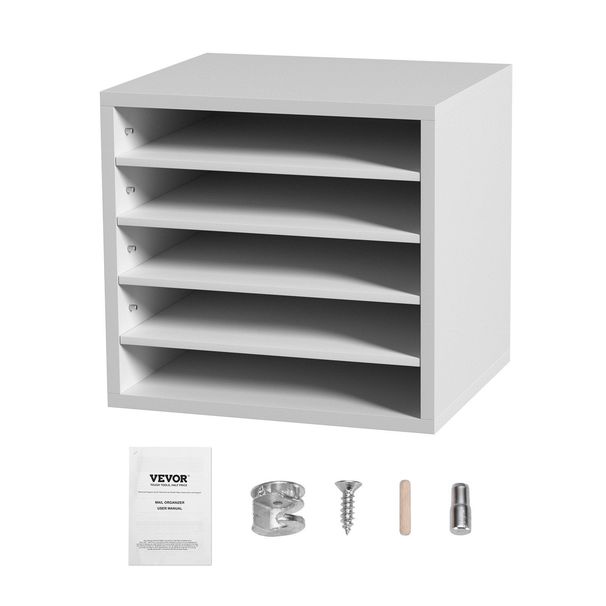 VEVOR Literature Organizers, 5 Compartments Office Mailbox With Adjustable Shelves, Wood Literature Sorter 13.9x12x13 Inches For Office, Home, Classroom, Mailrooms Organization, EPA Certified, White_maomaolike.com