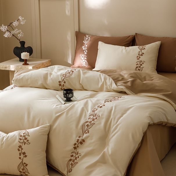 Wholesale Korean Pure Pastoral Style Naked Sleep All-Cotton Embroidered 100-Count Long-Staple Cotton Four-Piece Set_maomaolike.com
