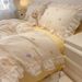 Wholesale INS Korean Style Princess Soft Naked Sleep Double Layer Gauze Full 4-Piece Lace Trim Pure Cotton Four-Piece Set_maomaolike.com