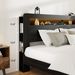 Bed Frame King Size, Wood Platform Bed Frame With Storage LED Light Headboard And 2 USB , Noise Free,No Box Spring Needed And Easy Assembly Tool,Large Under Bed Storage,Dark Black_maomaolike.com