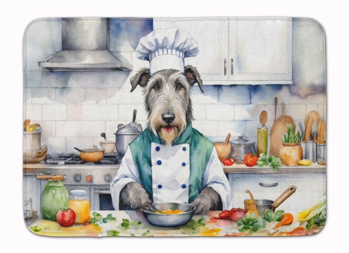 Irish Wolfhound The Chef Memory Foam Kitchen Mat Machine Washable Anti-Fatigue Mat Cushion Comfort Bath Mat Or Kitchen Rug_maomaolike.com