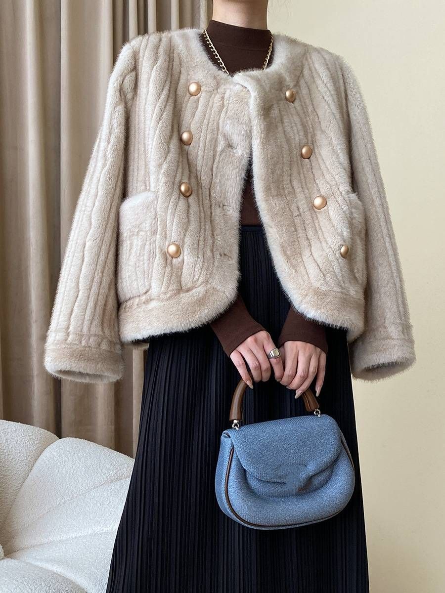 Women's Clothing marble texture design mink plush eco-friendly fur coat_maomaolike.com