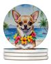 Chihuahua Luau Large Sandstone Coasters Pack Of 4 Absorbent Round Coasters Decor Gifts For Men Or Women, 4 In, Multicolor_maomaolike.com