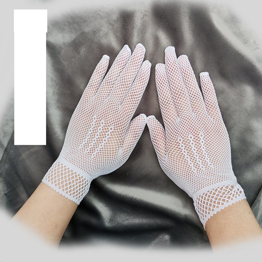 Unisex Summer thin sexy mesh gloves black and white red ceremonial women's wedding high elastic spandex sunscreen gift gloves_maomaolike.com