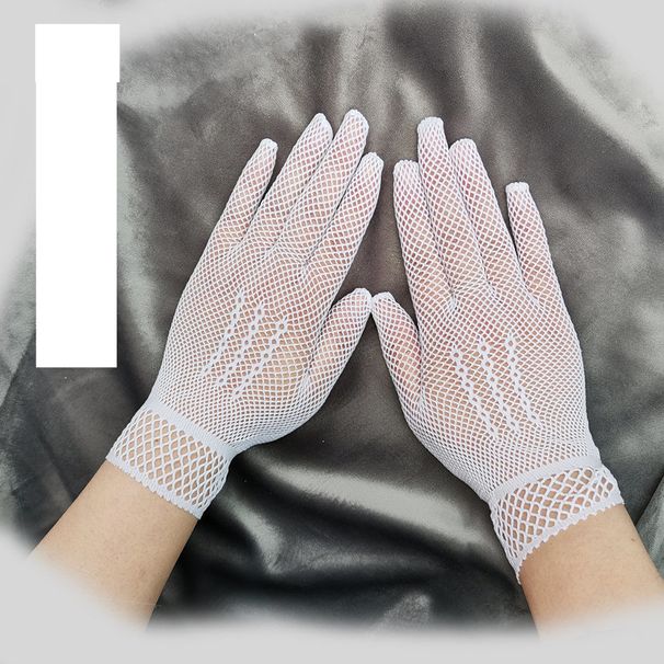 Unisex Summer thin sexy mesh gloves black and white red ceremonial women's wedding high elastic spandex sunscreen gift gloves_maomaolike.com