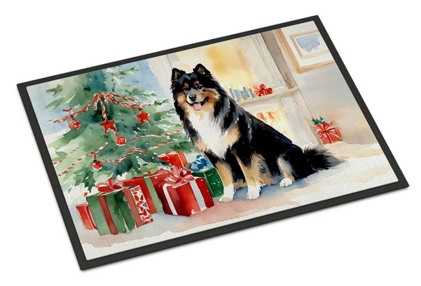 Finnish Lapphund Cozy Christmas Doormat Front Door Mat Indoor Outdoor Rugs For Entryway, Non Slip Washable Low Pile, 24H X 36W_maomaolike.com