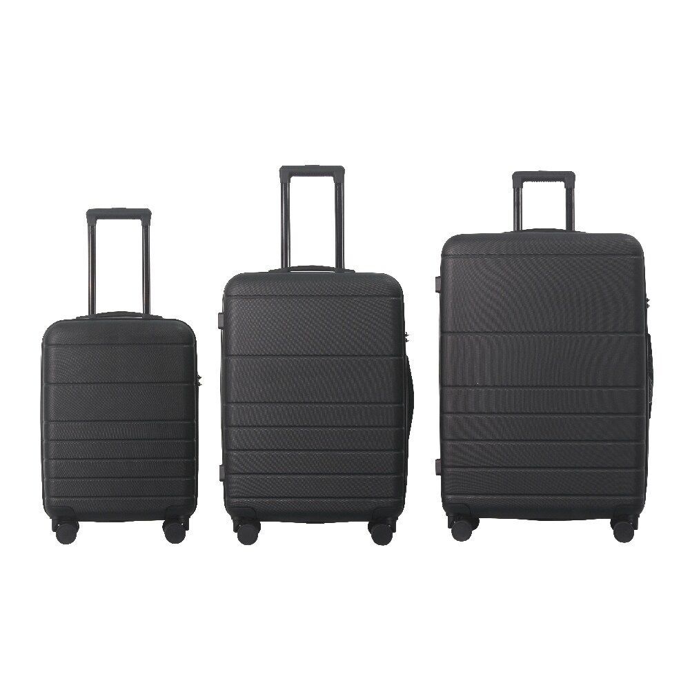Luggage Sets ABS Hardshell 3pcs Luggage, Lightweight Durable Suitcase Sets Spinner Wheels Suitcase With TSA Lock 20''24''28'' Available(Black)_maomaolike.com