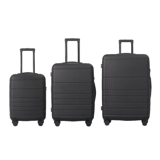 Luggage Sets ABS Hardshell 3pcs Luggage, Lightweight Durable Suitcase Sets Spinner Wheels Suitcase With TSA Lock 20''24''28'' Available(Black)_maomaolike.com