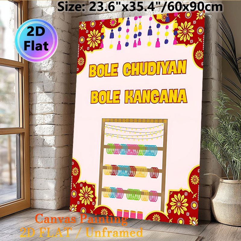 Indian Bole Chudiyan Themed Painting Poster, Vibrant Traditional Ethnic Style Poster, Festive Cultural Design With Colorful Bangles & Tassels, Ideal_maomaolike.com