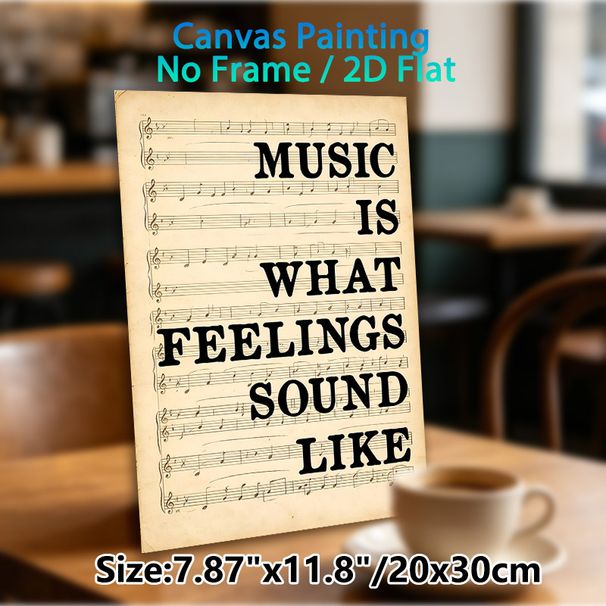 Music Quote Painting Poster, Vintage Sheet Music & Inspirational Text Poster, Artistic Wall Decor Ideal For Music Room, Home Studio_maomaolike.com