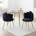 Modern Velvet Dining Chairs Set Of 2, Upholstered Woven Dining Chair With Golden Metal Legs, Upholstered Dining Chairs For Dining Room, Kitchen, Vanity, Living Room BLACK_maomaolike.com