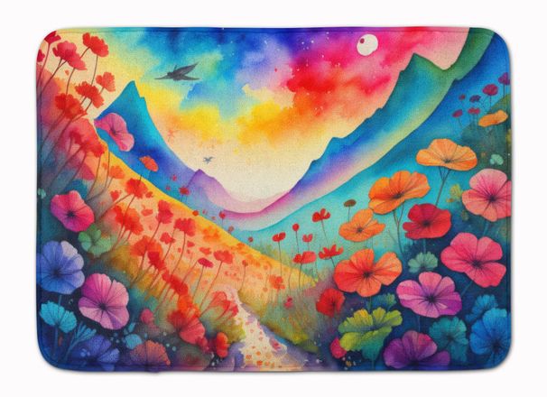 Geraniums In Color Memory Foam Kitchen Mat Machine Washable Anti-Fatigue Mat Cushion Comfort Bath Mat Or Kitchen Rug_maomaolike.com