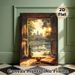 Zen Temple Waterscape Painting Poster, Warm-toned Tranquil Sunset View Poster, Serene Immersive Design Ideal For Living Room, Meditation Space_maomaolike.com