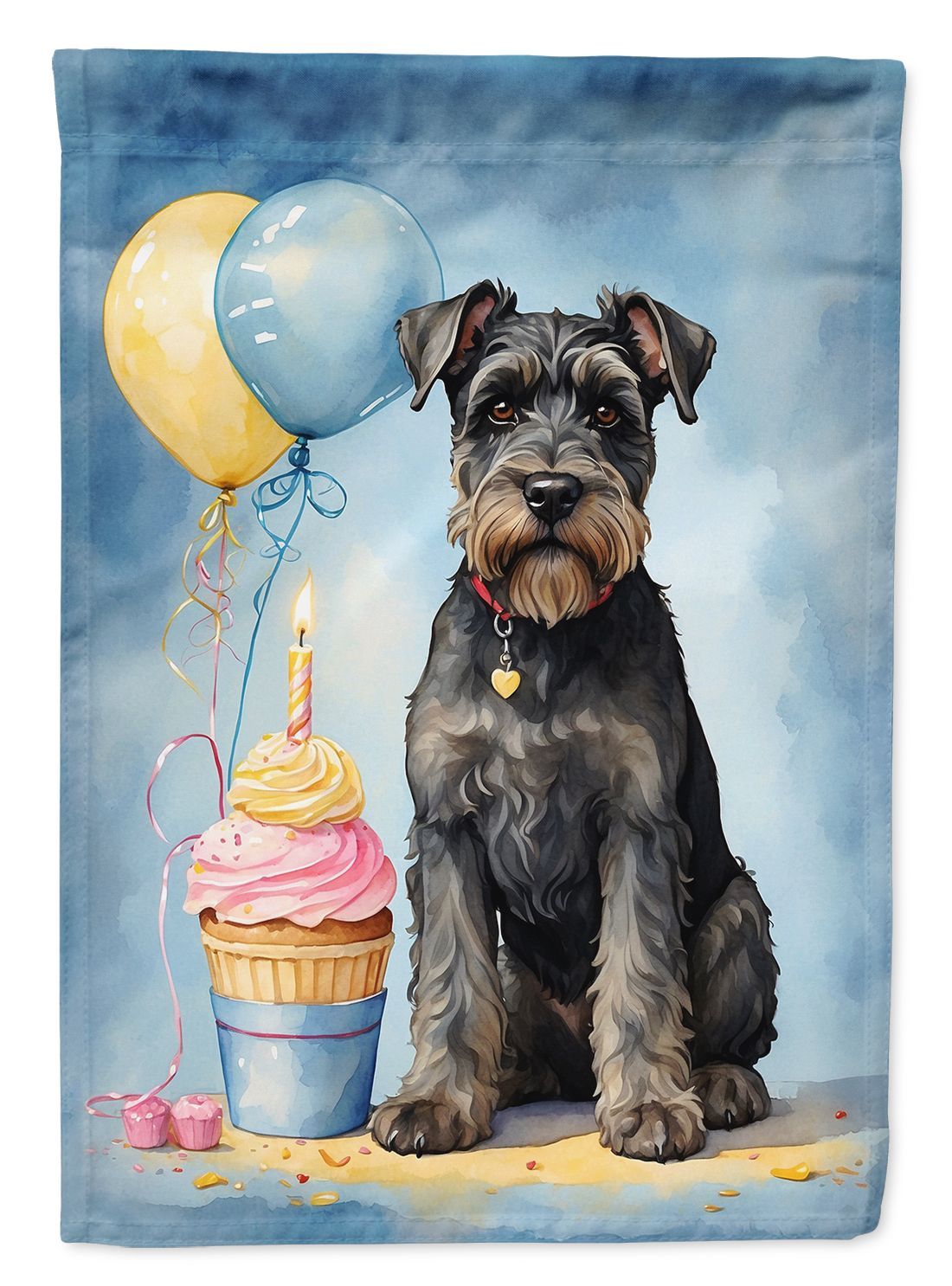 Schnauzer Happy Birthday House Flag Large Porch Sleeve Pole Decorative Outside Yard Banner Artwork Wall Hanging, Polyester, House Size, Multicolor_maomaolike.com