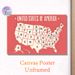 US Map Themed Painting Poster, Minimalist Retro Coral-toned US Map Poster, Clear State Abbreviations For Geographic Reference, Ideal For Home Office_maomaolike.com