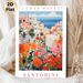 Santorini Flower Market Painting Poster, Vibrant Coastal Town With Lush Blooming Colorful Florals Poster, Delivers Fresh Warm Ambiance, Ideal For_maomaolike.com