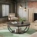 Wooden Coffee Table, 2-Tier Round Central Cocktail Table With Shelvesg_maomaolike.com