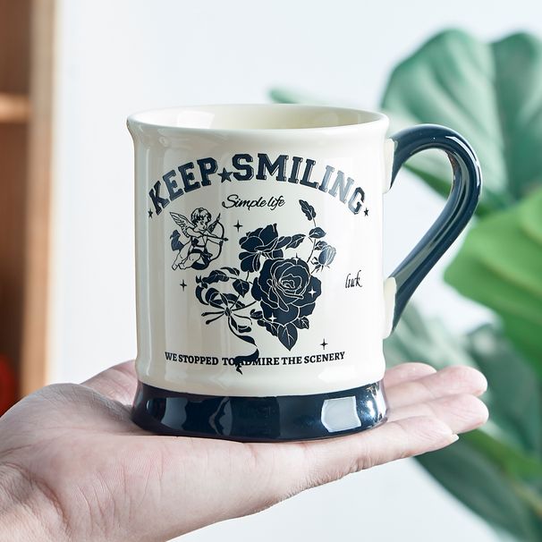 Vintage Ceramic Mug With Unique Design, Drinking Cup For Office, Coffee Cup, Classical Souvenir, Customizable_maomaolike.com