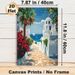 Mediterranean Coastal Town Painting Poster, Vibrant Idyllic Coastal Scene Poster, Infuses Tranquil Seaside Atmosphere, Ideal For Living Room, Bedroom_maomaolike.com
