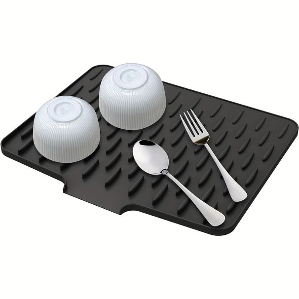 Kitchen Non-slip Silicone Drain Pad, 16 "x12" Built-in Drain Hole, Heat-resistant And Easy-to-clean Silicone Tableware Drying Pad,_maomaolike.com