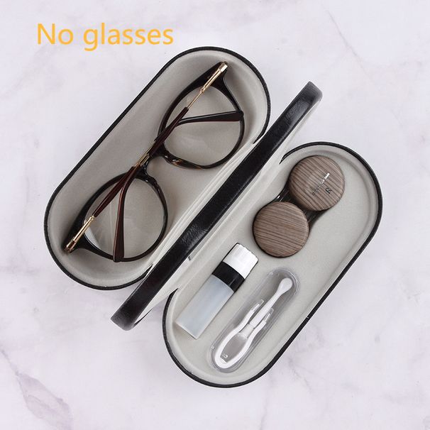 Unisex Wood grain double box contact lens companion box set Frame mirror box Double box dual purpose storage glasses case_maomaolike.com