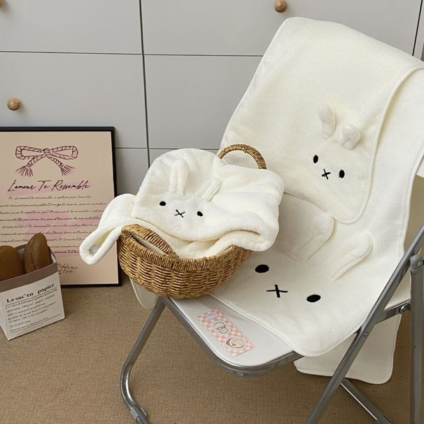 Cute Little White Rabbit 2026 New Thickened Coral Fleece Absorbent Quick-Dry Bathroom Hair Drying Cap Bath Towel_maomaolike.com