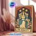 Tarot-style Queen Painting Poster, Vintage Tarot-inspired Poster, Elegant Design With Crowned Queen, Chalice, Lotus Flowers & Starry Backdrop, Ideal_maomaolike.com