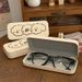 Unisex Cream color three puppy glasses case cute high appearance level Advanced sense student myopia mirror case_maomaolike.com