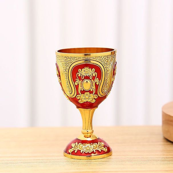 Vintage European Style Metal One Or Two Wine Glasses, High Footed Cups, Household Alloy Wedding Toasting Cups_maomaolike.com