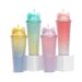 LUSQI 1PC 710ML Double Layer Bottle Creative Durian Large Capacity Portable Water Cup With Straw & Cute Bow Tie_maomaolike.com