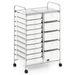 Rolling Storage Cart 15-Drawer Trolley With Chrome Plated Metal Frame_maomaolike.com