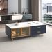 Modern Coffee Table With 2 Glass Door Storage, 4 Drawers, Gold Metal Legs, And Multi-Color Lighting In 47.2''_maomaolike.com