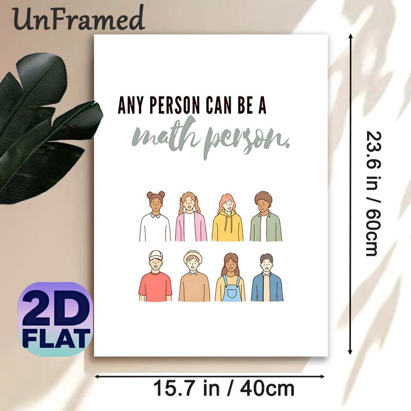 Math Inspirational Painting Poster, Warm Cartoon-style Diverse Figures Poster, Motivational Quote To Encourage Math Learning, Ideal For Classroom And_maomaolike.com