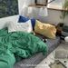 Amber Pine Forest INS Washed Cotton Bedding Four-Piece Solid Color Sheet Duvet Cover Bed Skirt Three-Piece Set_maomaolike.com