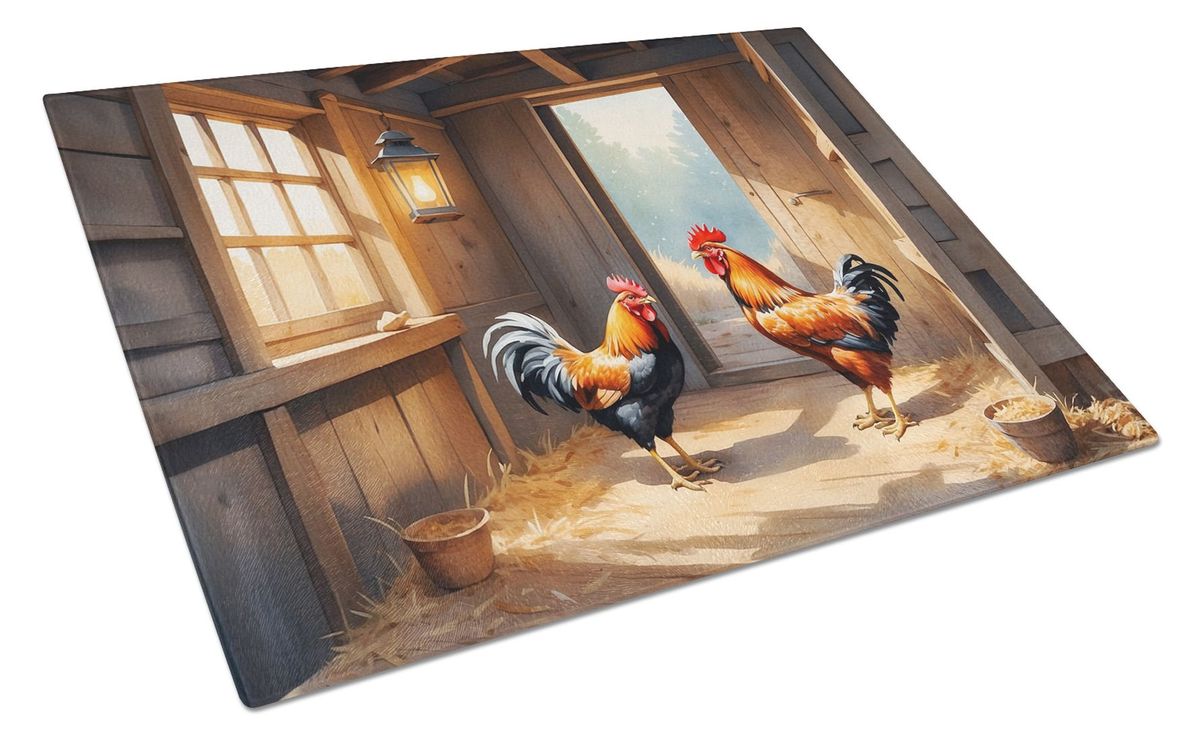 Chickens In The Coop Glass Cutting Board Decorative Tempered Glass Kitchen Cutting And Serving Board Large Size Chopping Board_maomaolike.com