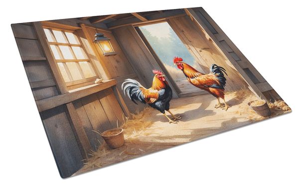 Chickens In The Coop Glass Cutting Board Decorative Tempered Glass Kitchen Cutting And Serving Board Large Size Chopping Board_maomaolike.com