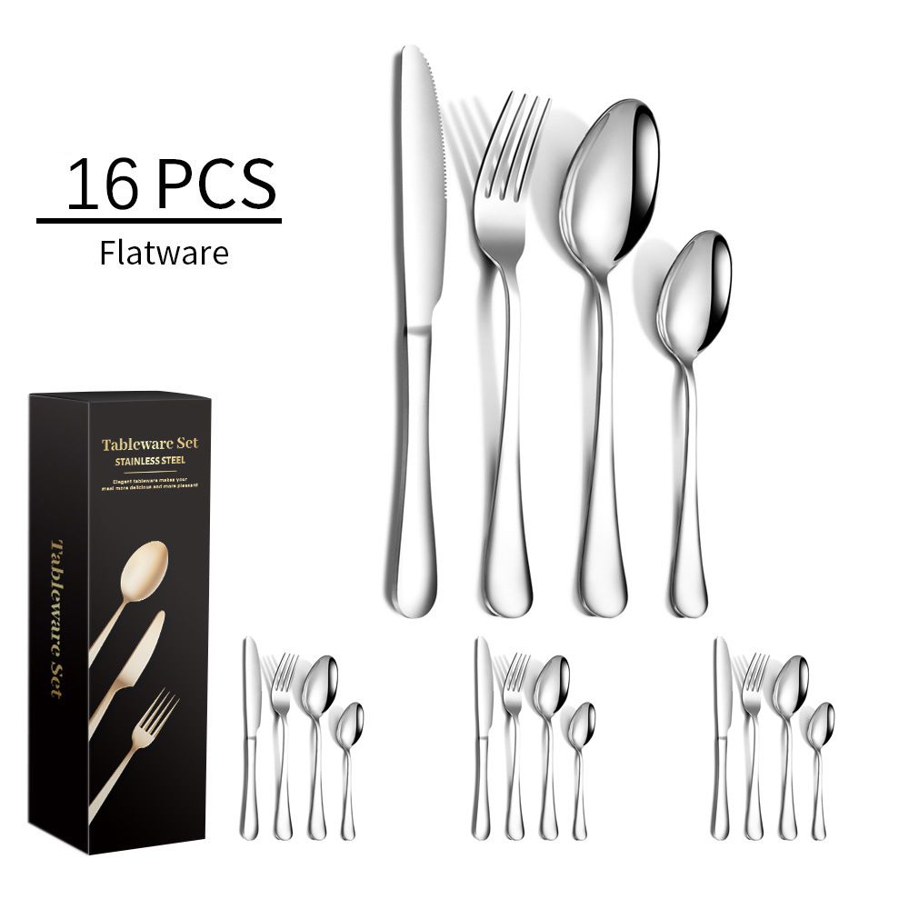 Stainless Steel Western Tableware 16/24 Pieces Of Table Knife Fork And Tea Spoon Set_maomaolike.com