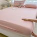 Pure Color Washed Cotton Fitted Sheet Set - Soft Breathable Bed Skirt Cover For Dorm, Single Mattress & Dust_maomaolike.com