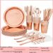 Elegant Rose Gold Party Tableware Set - 7" 9" Disposable Plates, Cups, Cutlery, Napkins Tablecloth For Birthdays,_maomaolike.com